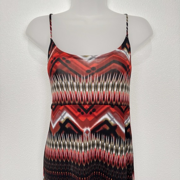 Vtg 90s Star Vixen Dress Womens Large Red Geometric Aztec Maxi Y2K Fairy Grunge - Picture 2 of 14